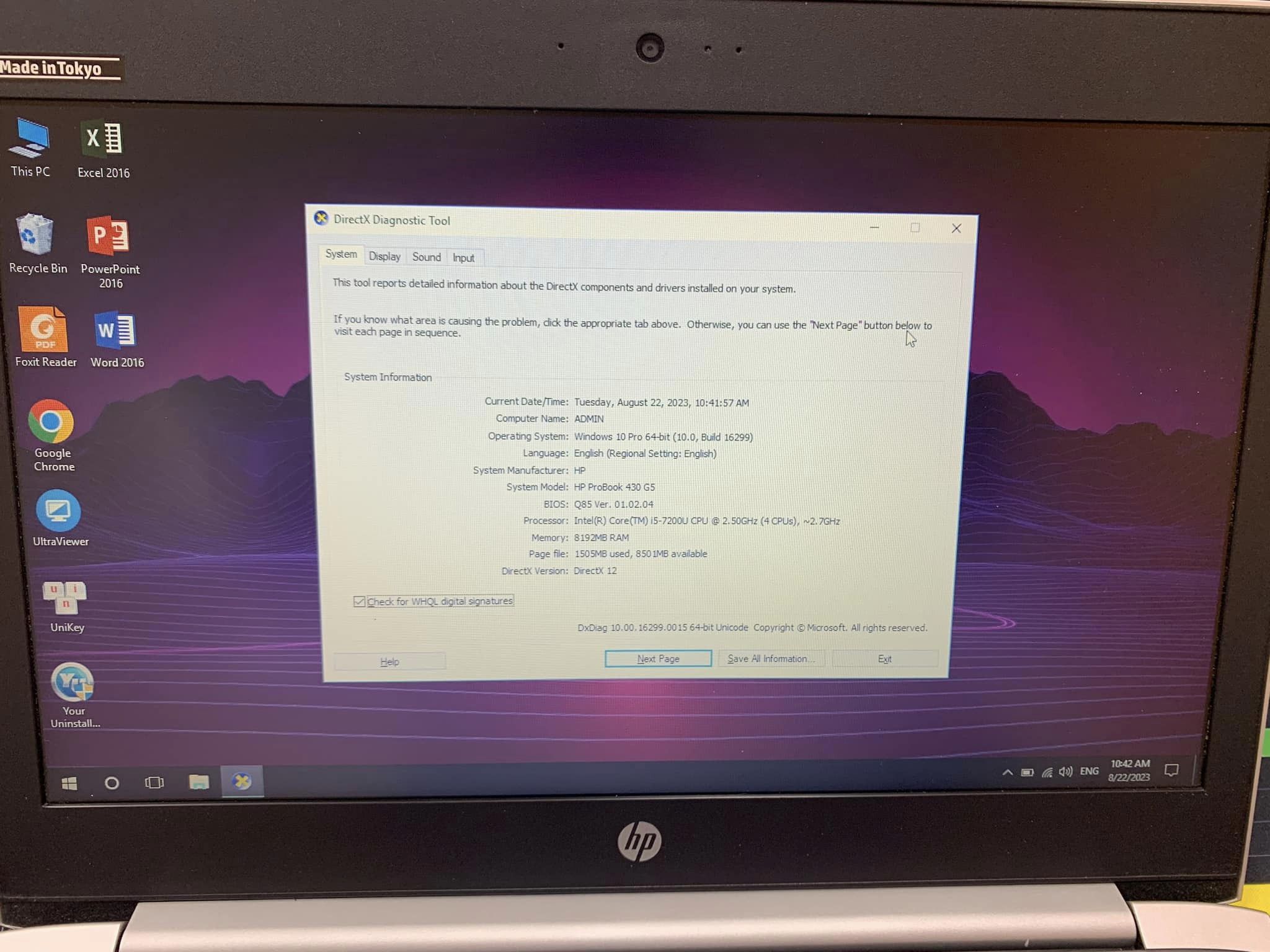 Hp Probook 430G5 I5-7200u Ram 8G Ssd 128G 